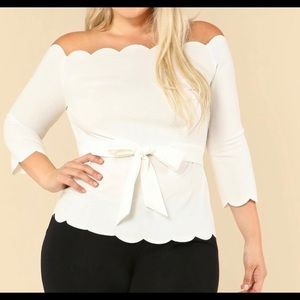 SHEIN off Shoulder Self Tie Top - Plus